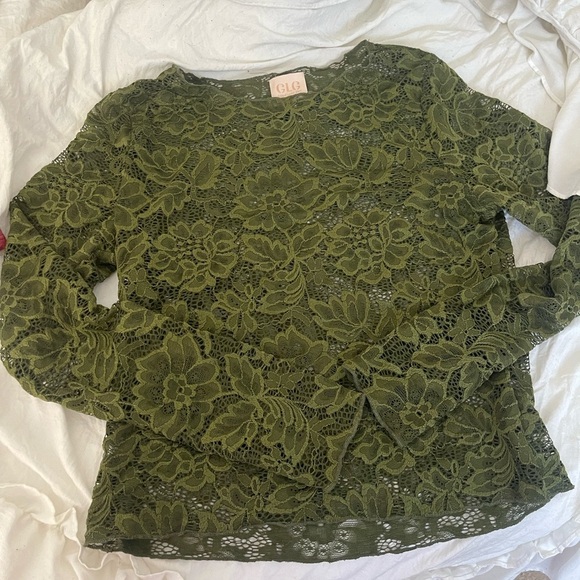 Women's Green Lace Top - Picture 1 of 3